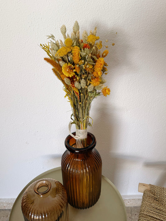 Bouquet de Flores Secas Amarelo & Laranja