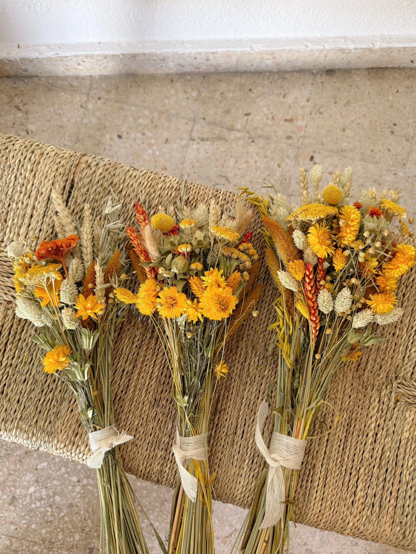 Bouquet de Flores Secas Amarelo & Laranja