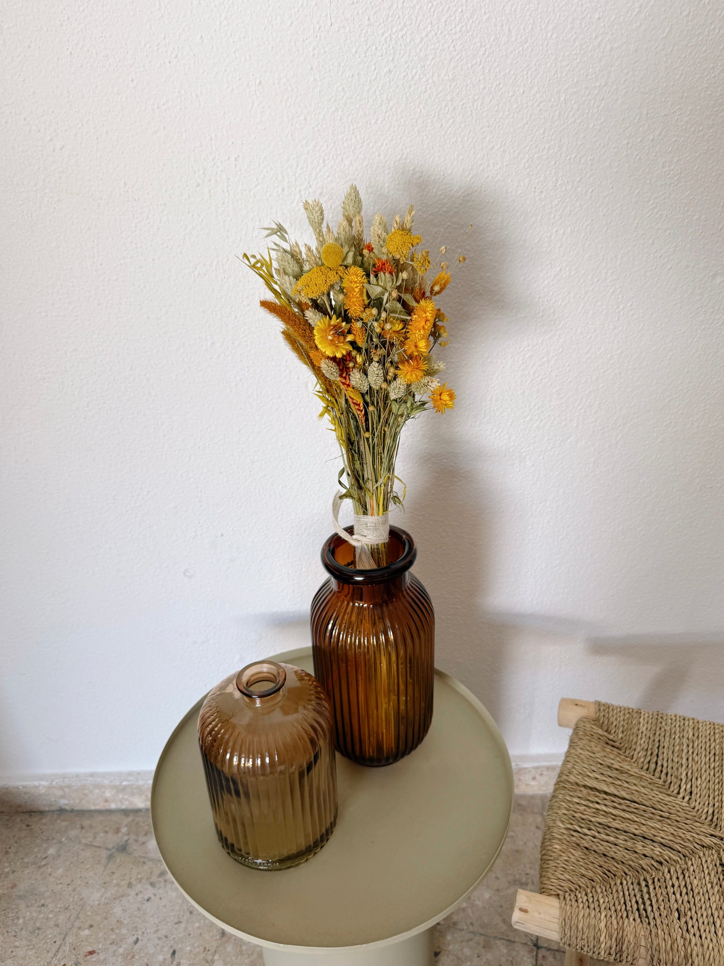 Bouquet de Flores Secas Amarelo & Laranja