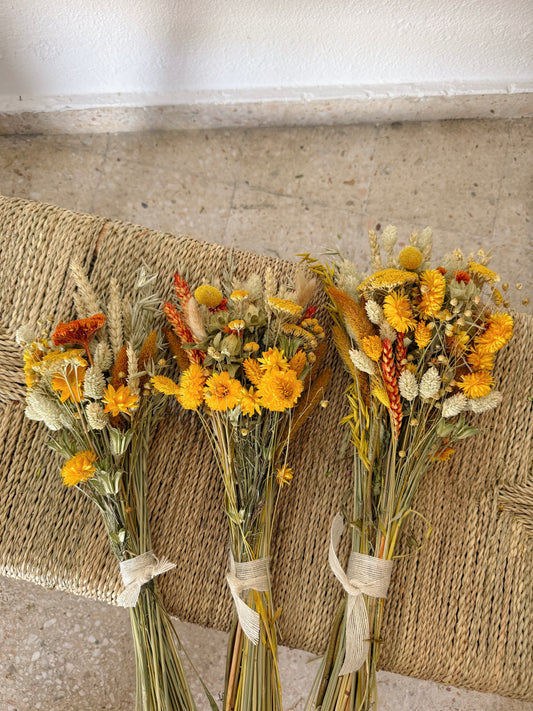 Bouquet de Flores Secas Amarelo & Laranja