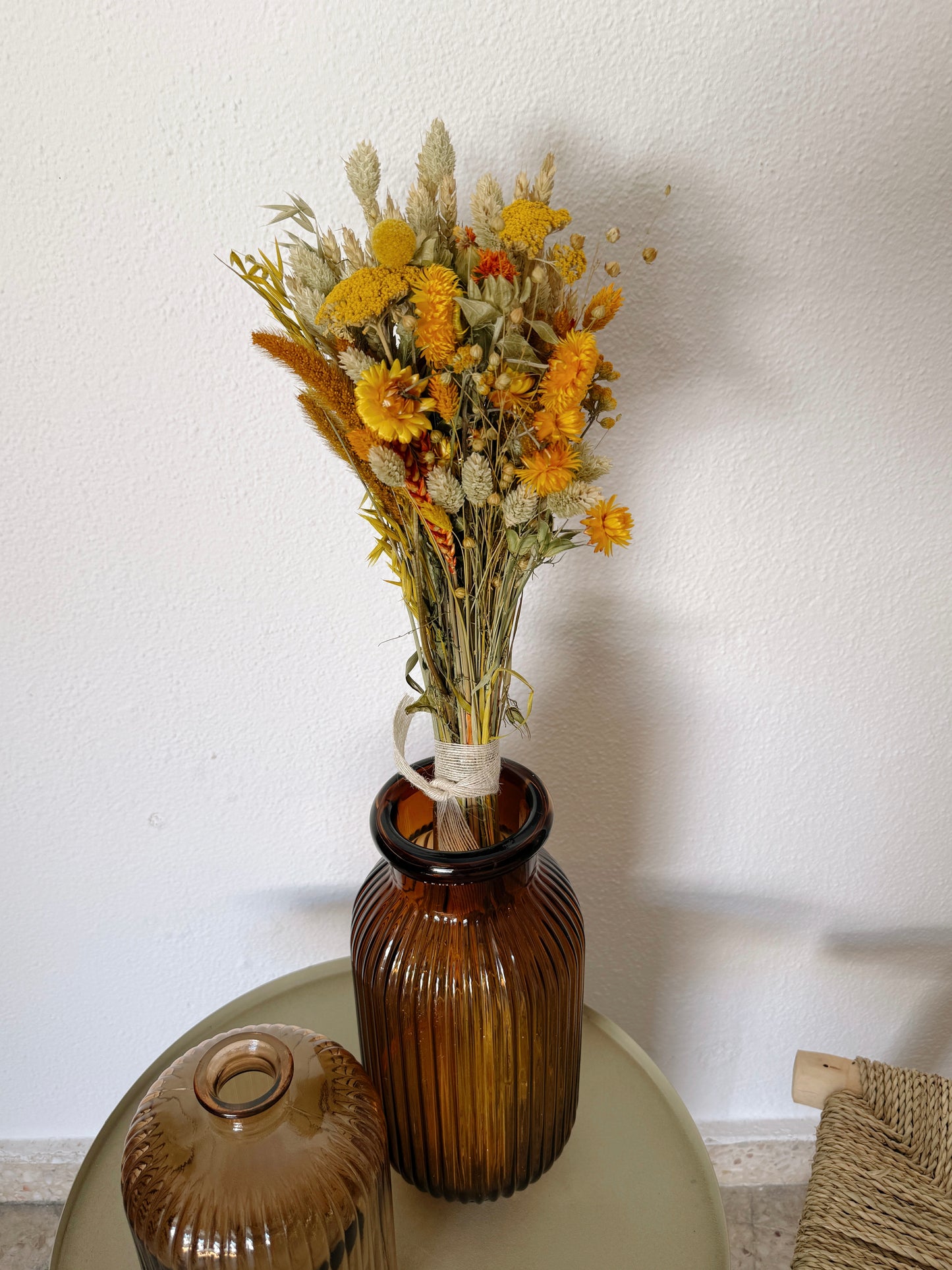 Bouquet de Flores Secas Amarelo & Laranja