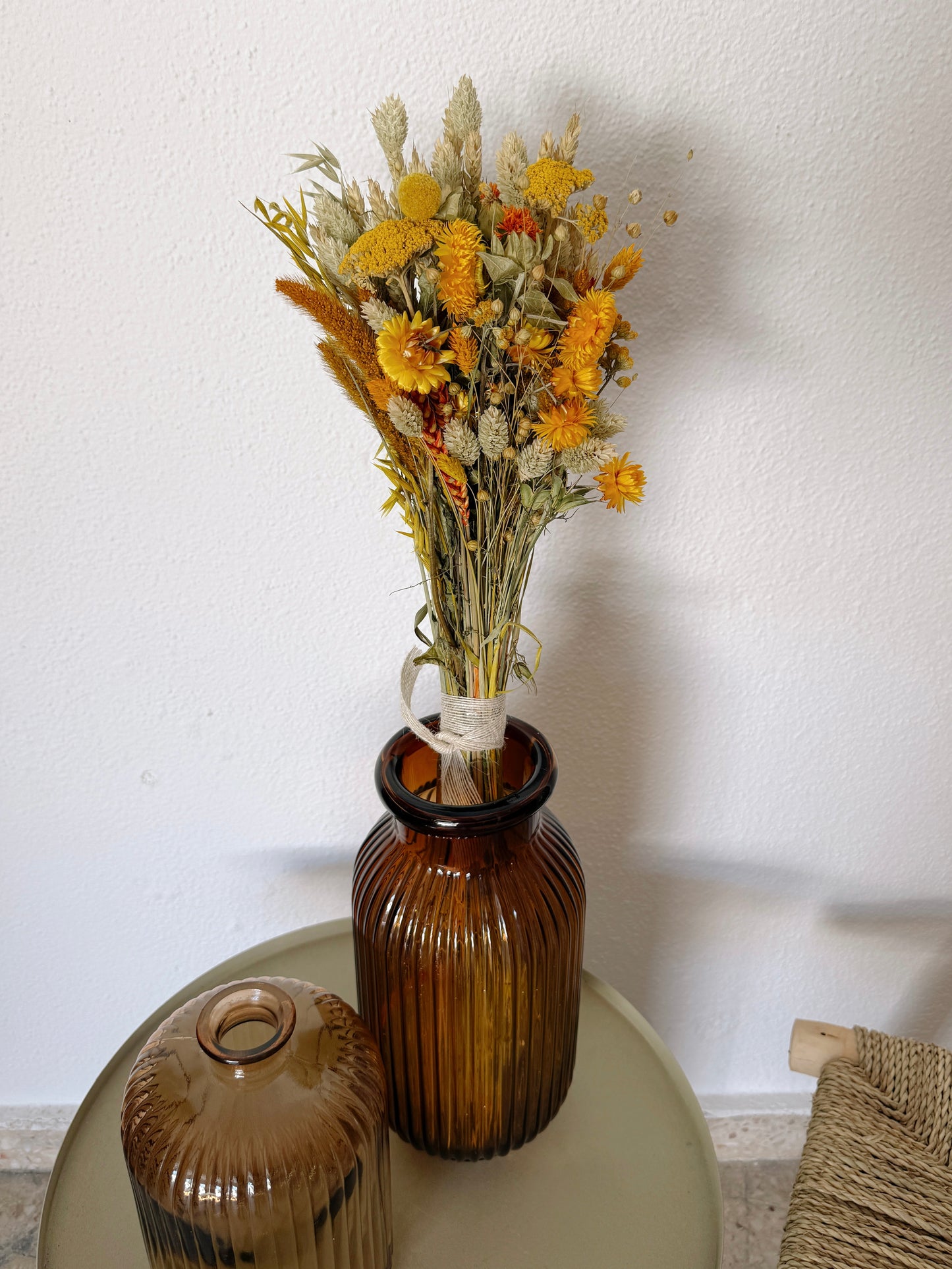 Bouquet de Flores Secas Amarelo & Laranja